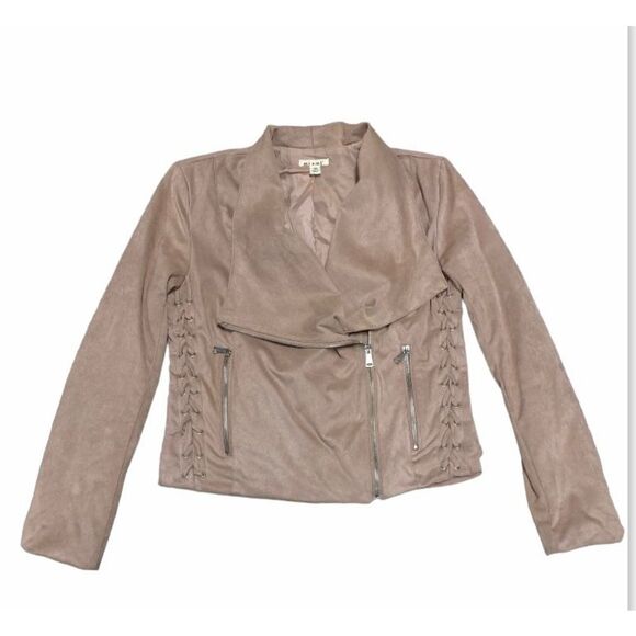 Miami Blush Micro Suede Biker Jacket Size Medium - Picture 1 of 9